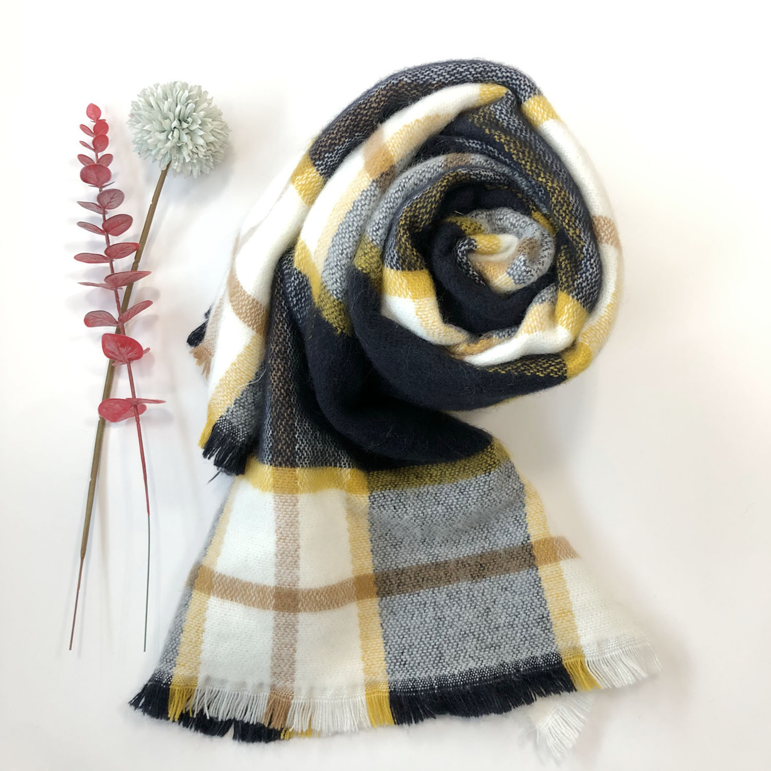 Awfw-210029 Ladies Mid Weight Supersoft Check Woven Scarf