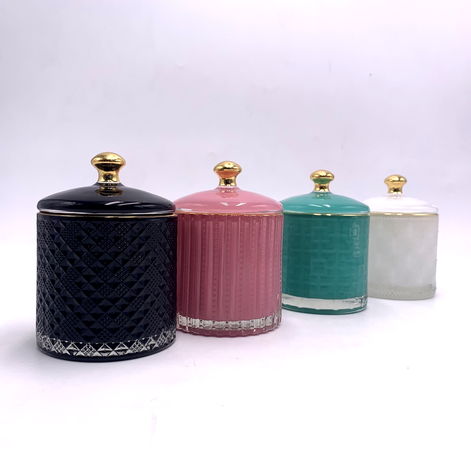 mini 3oz baby luxury colored crystal candy jar with glass gold lid