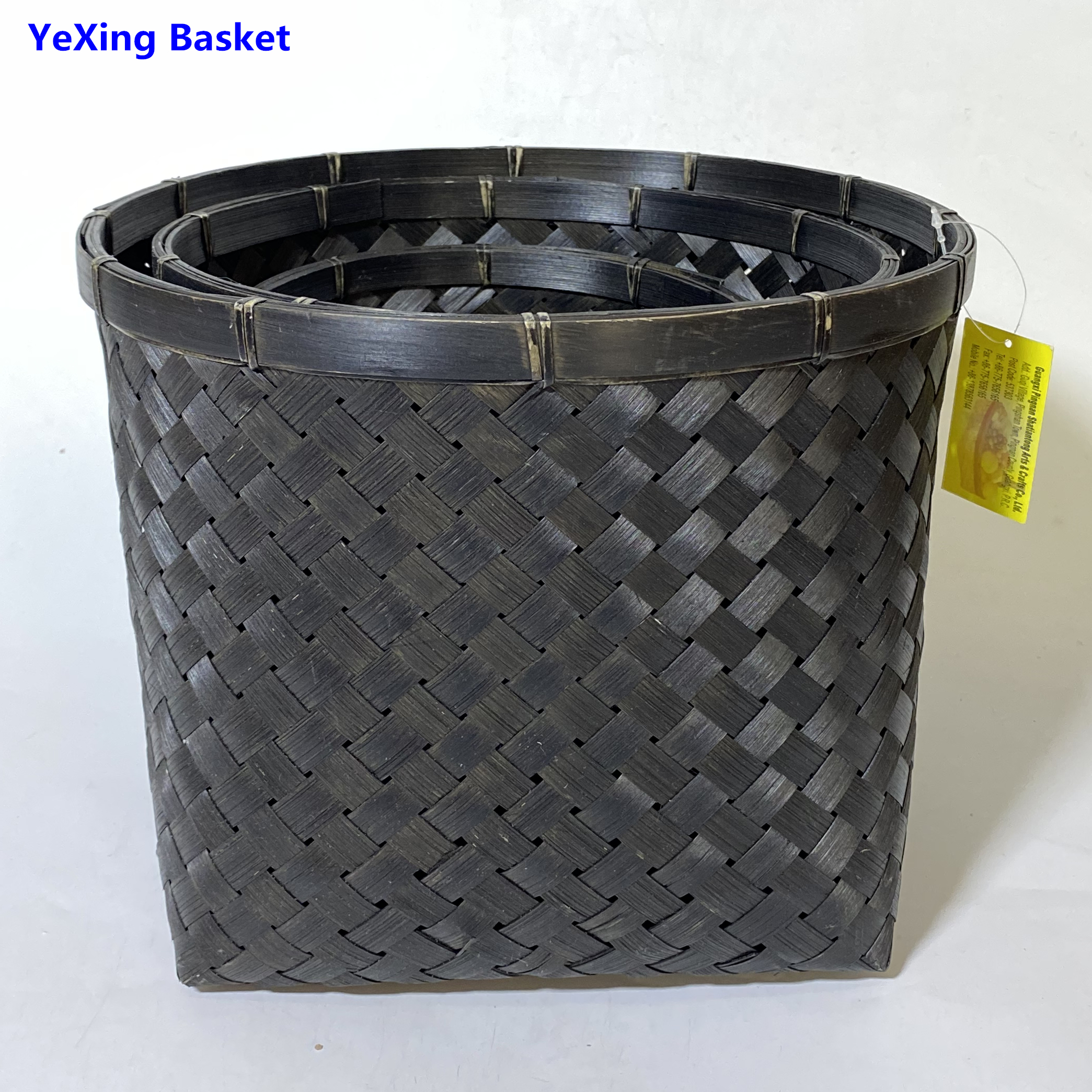 Black round bamboo storage gift flower basket