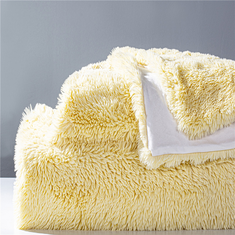 Polyester long hair sherpa plush for adult with velour backside throw blanket use for trave and home