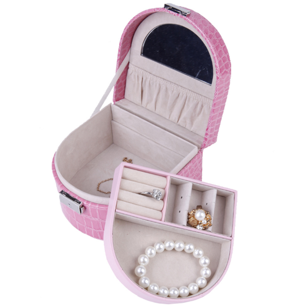 U Shaped PU Surface Carrying Jewelry Organizer Box