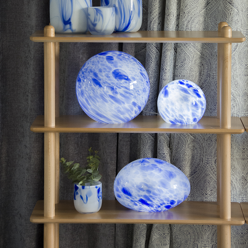 handmade art color glass decorative lighting spherictal/ stone shape without base G12-22/TL12/GJ17-20 Cobalt blue agate