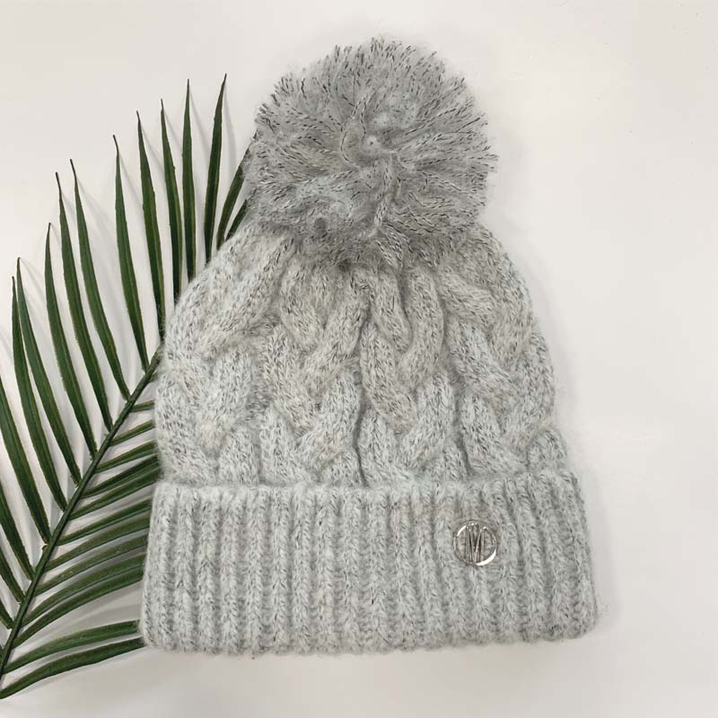 AWFW-200785 Ladies Cable Knit Beanie with Yarn Pom