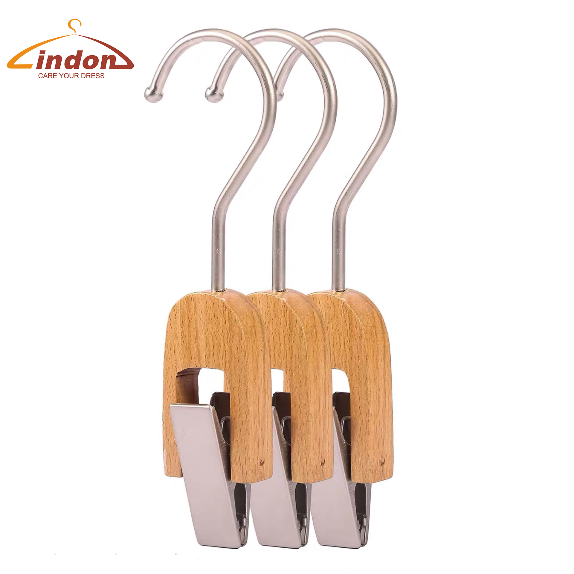 2020 Hot Sale Scarf Hat Wooden Hangers with Metal Clips