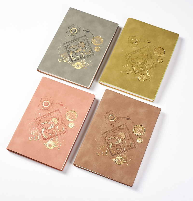 201099 A5 soft PU cover with embossing and gold foil notebook