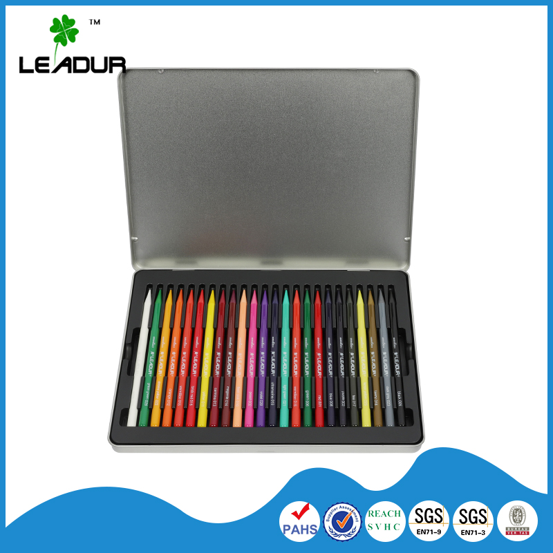 24 colors tin box packaging colored pencils