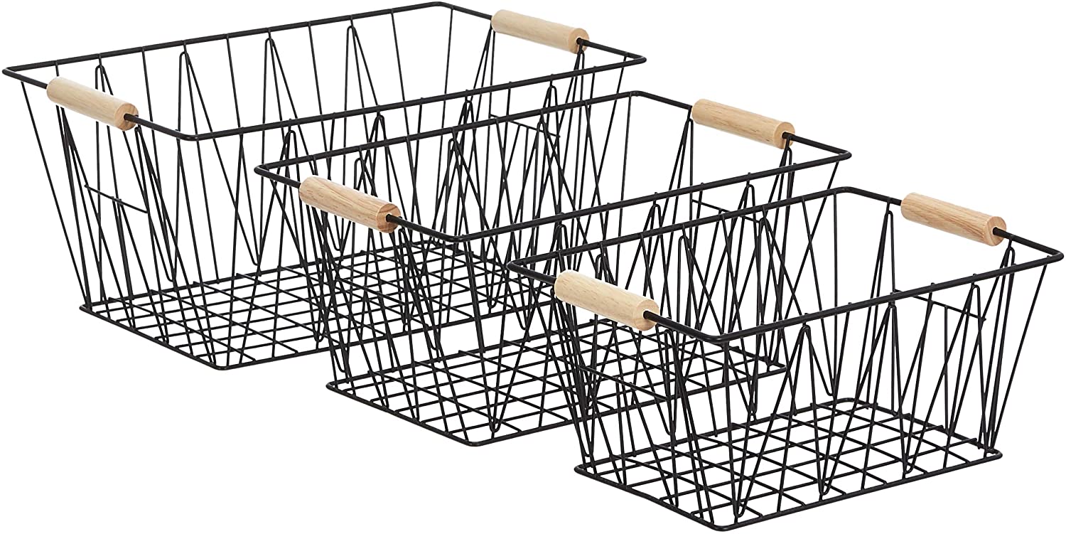 Decorative Vintage Grey Wire Baskets for Storage