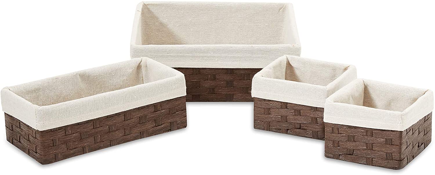 Woven Paper Storage Baskets toy basket shelf basket with Removable Linen Liners