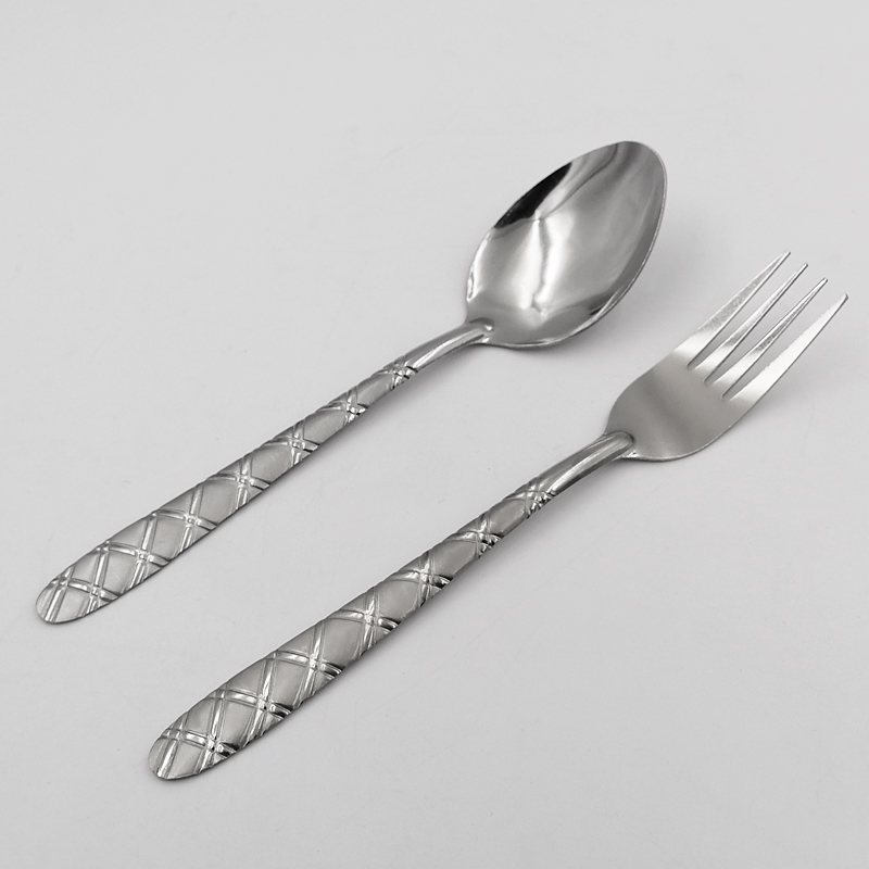 SS949 Grids Machine Polish Stainlss Steel Fork And Spoon