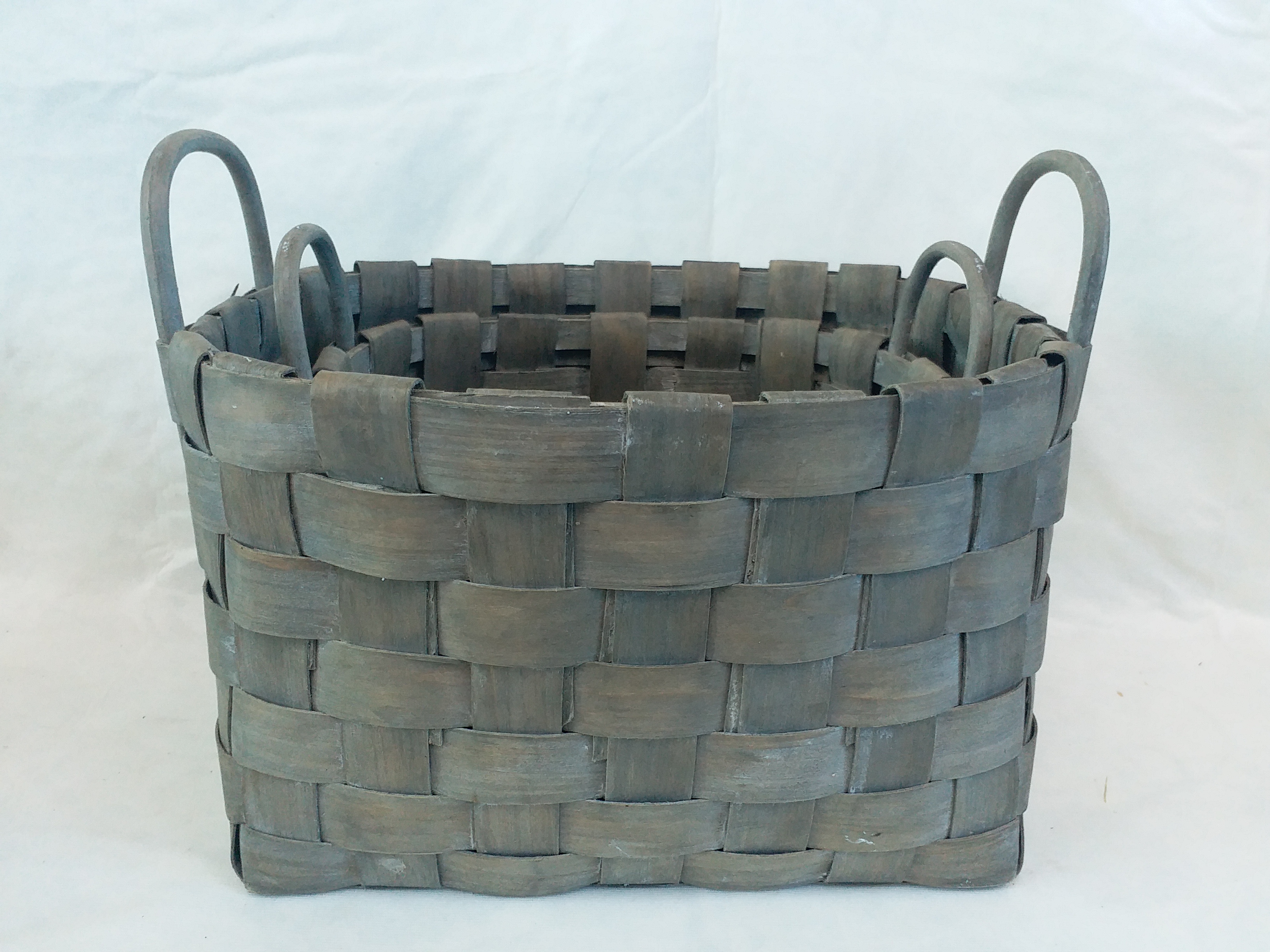 Woven Woodchip Basket Bin with Beige Liner