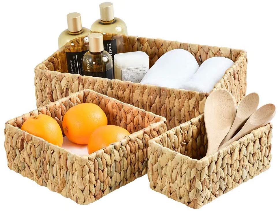 Decorative hand woven Water Hyacinth bedroom bathroom toy Storage Baskets