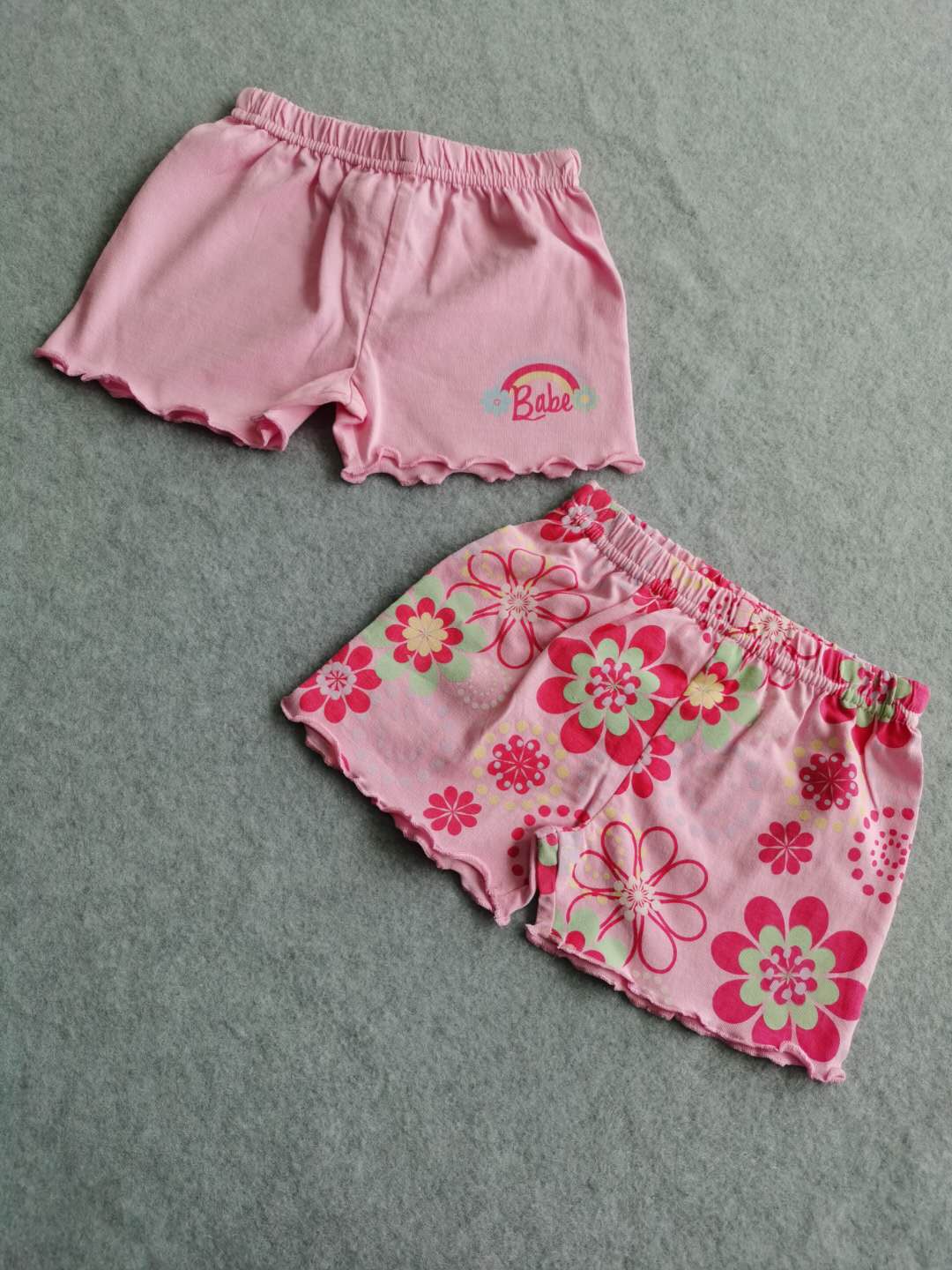 160g 100% cotton single jersey 2 pack baby shorts