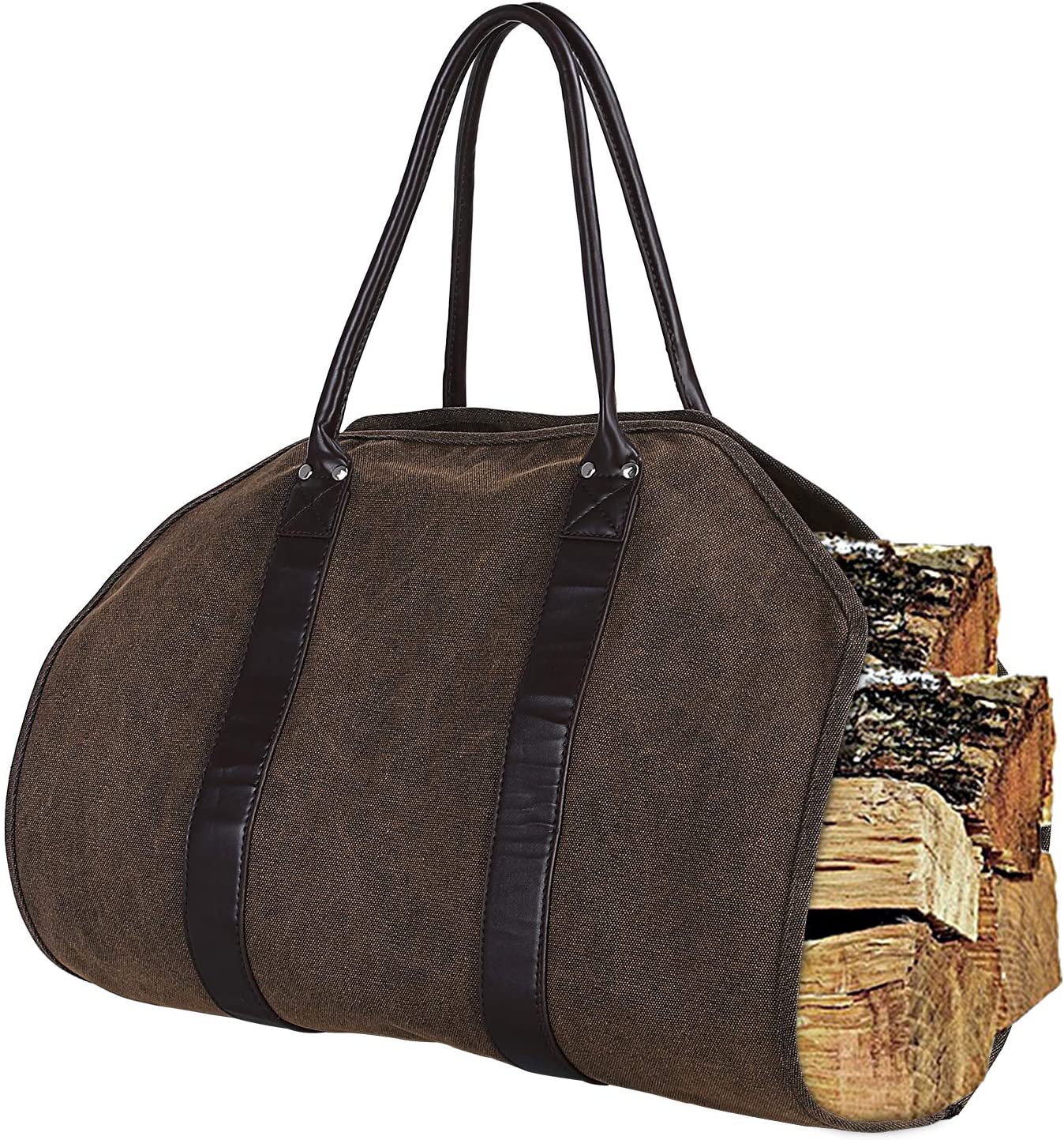Indoor Firewood Logs Canvas Wood Carring Bag with Handles for Camping
