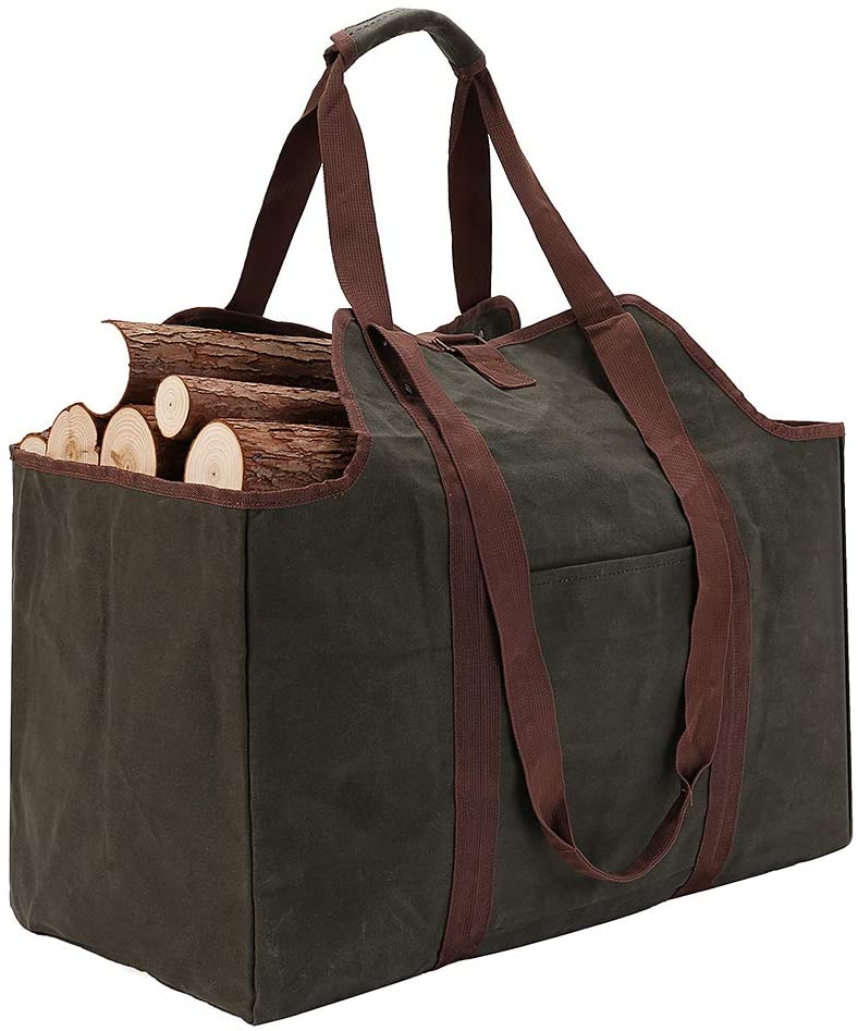 Indoor Firewood Logs Canvas Wood Carring Bag with Handles for Camping