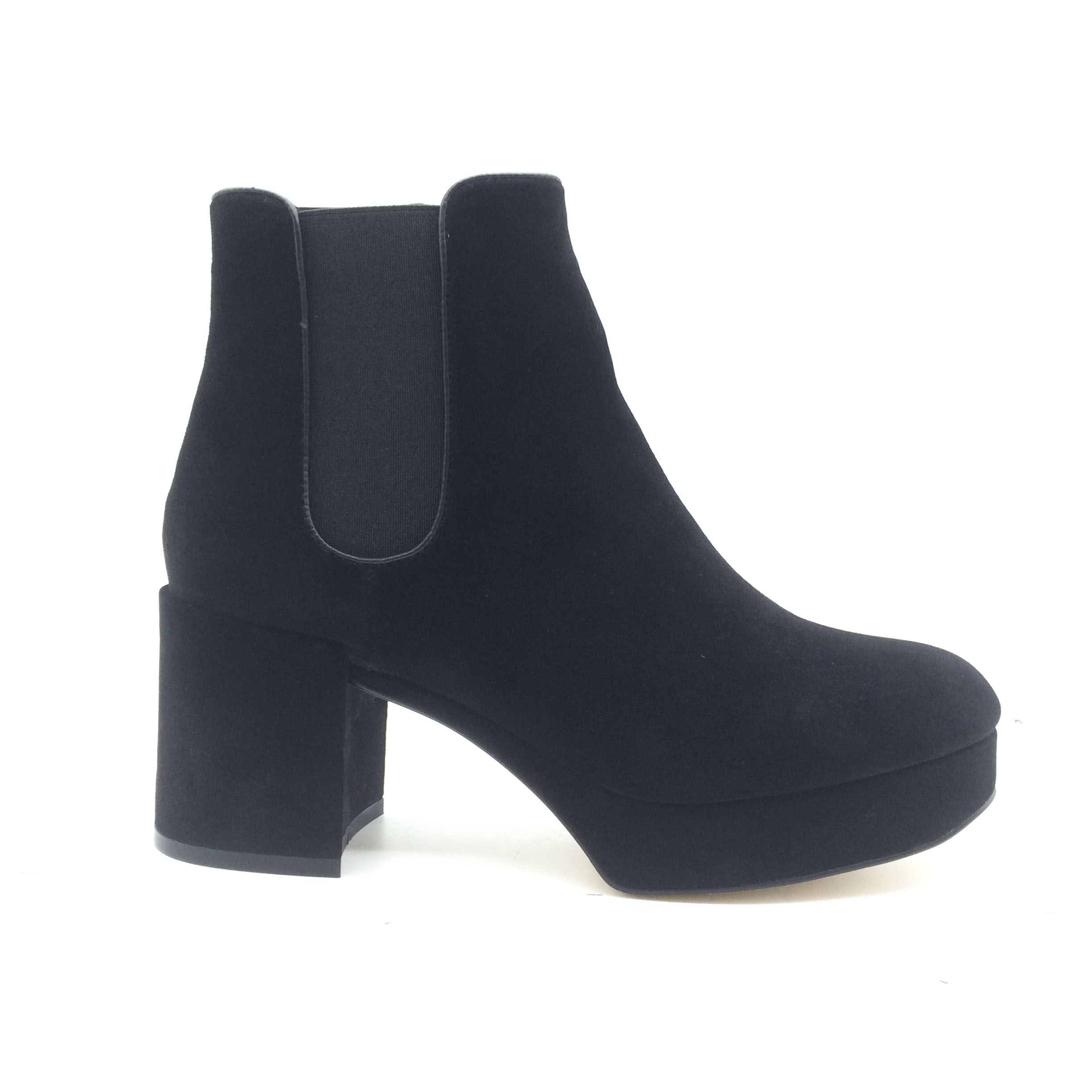 new design fashion block heel platform leather women short boot