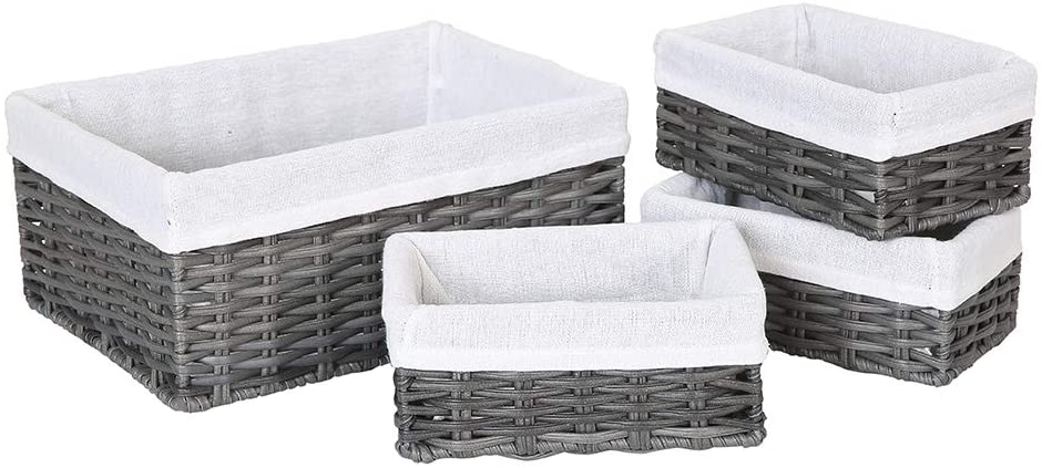 Decorative hand woven plastic rattan basket bedroom bathroom toy Storage Baskets shelf basket