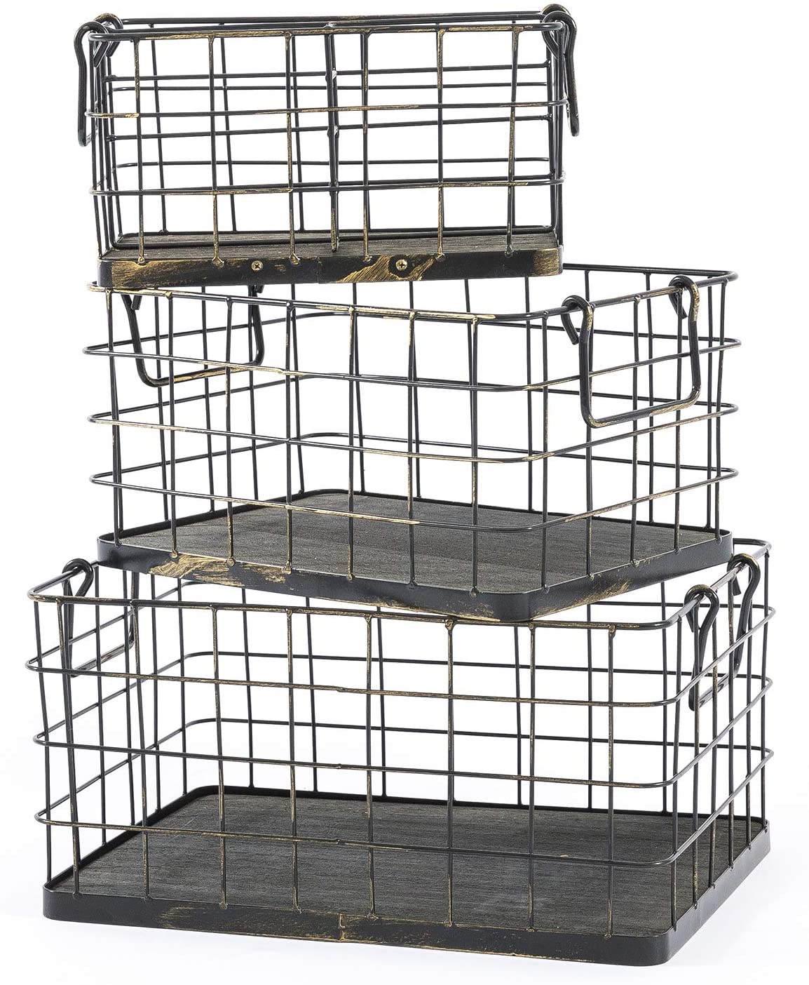 Decorative Vintage Grey Wire Baskets for Storage