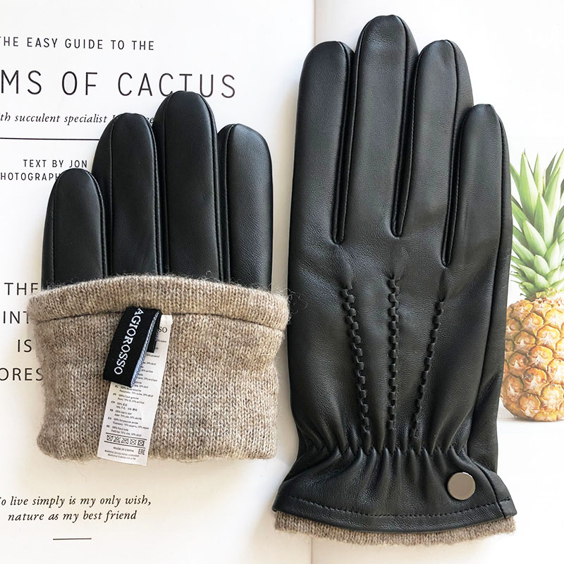 Men's classical fashion sheepskin leather gloves