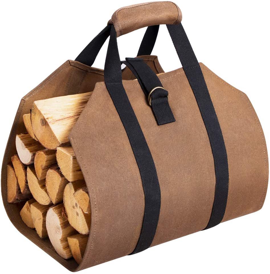 Indoor Firewood Logs Canvas Wood Carring Bag with Handles for Camping