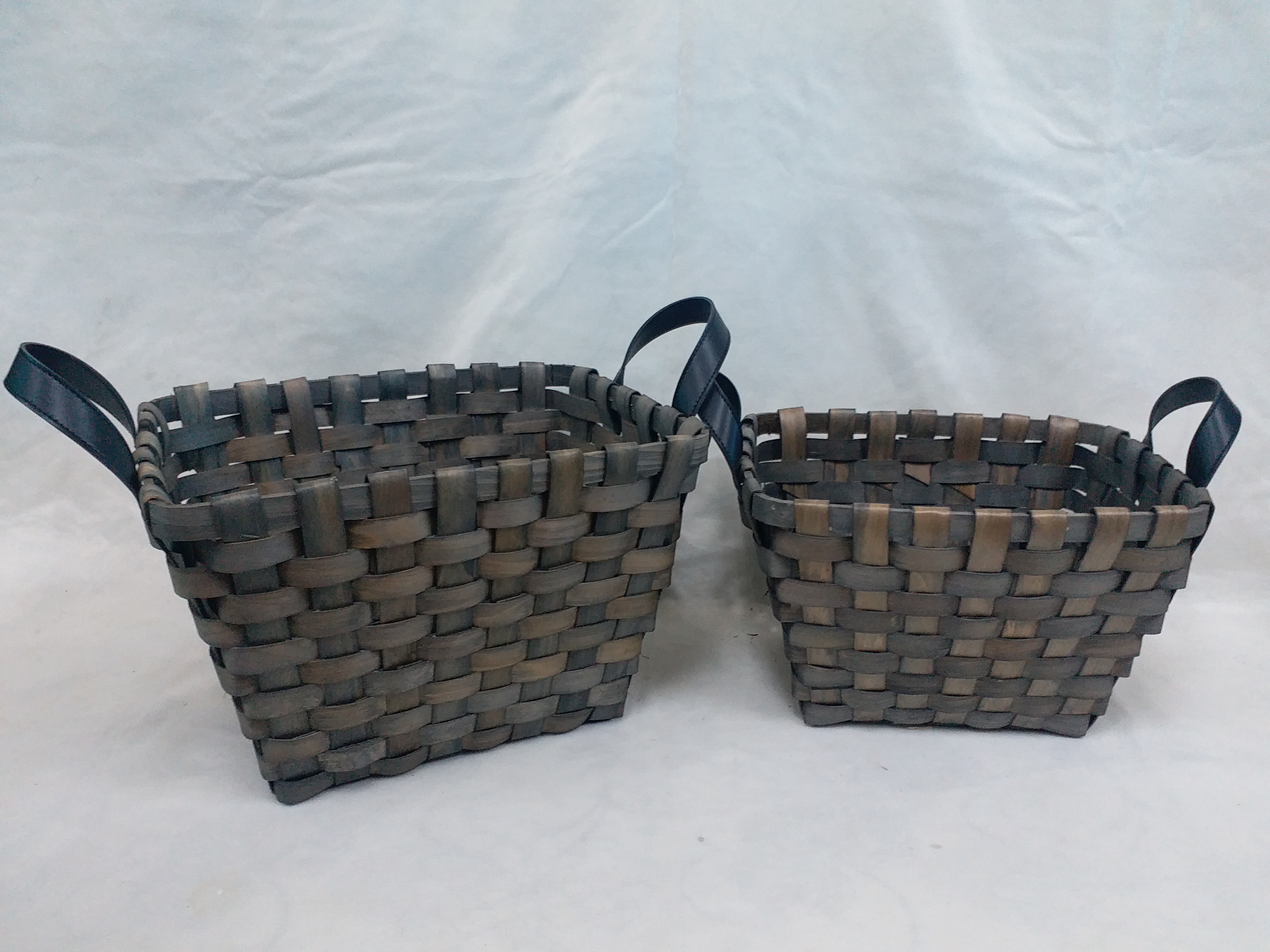 Woven Woodchip Basket Bin with Beige Liner