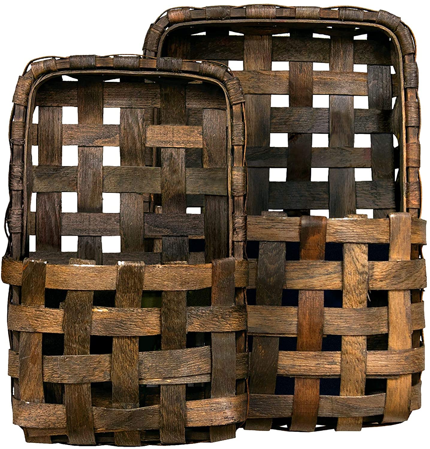 Set of 2 Gifts Brown Tobacco Wall Pocket Baskets