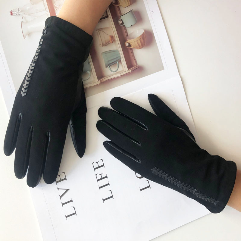 2020 Hot sale winter warm fashion suede sheepskin leather gloves