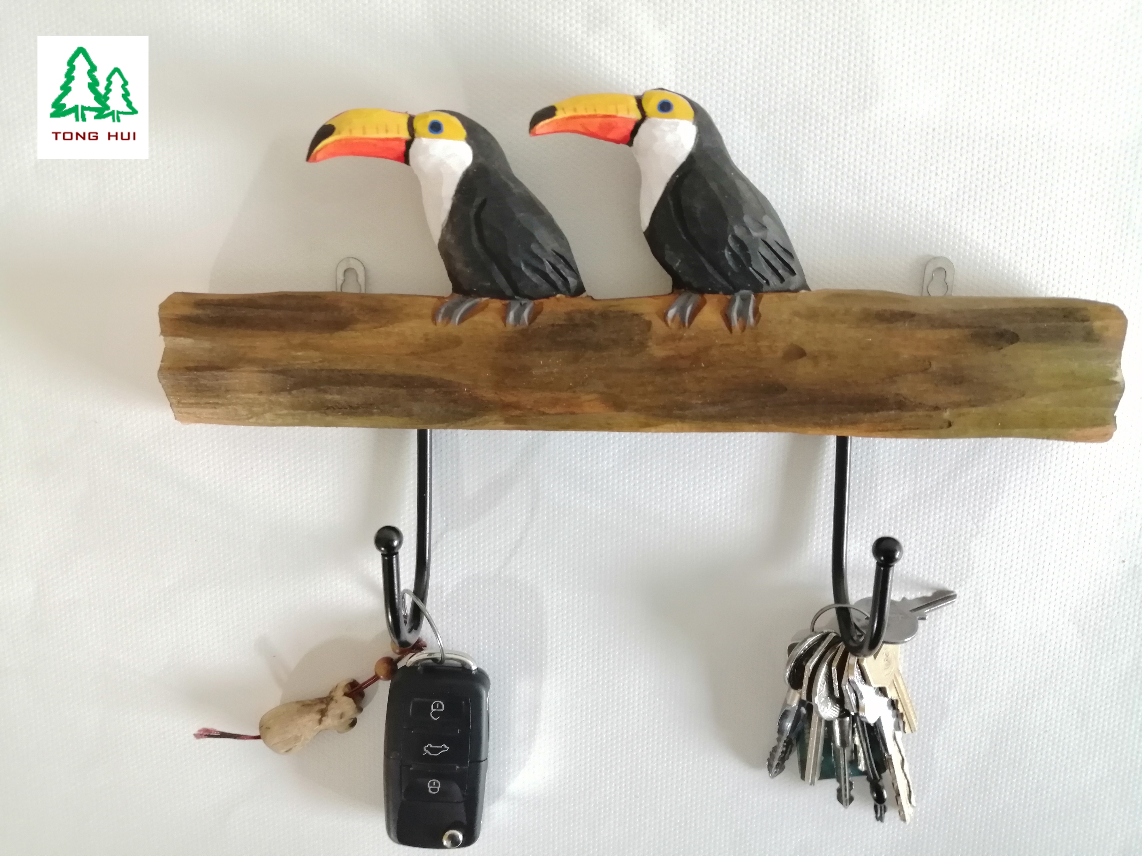 wood carved bird hook