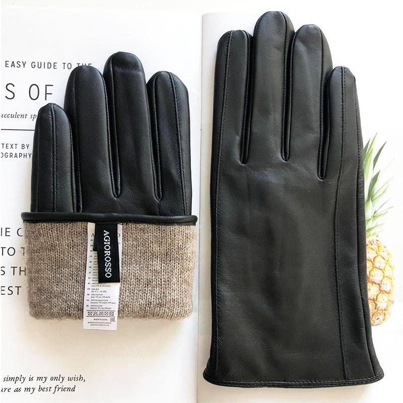 Men's classical fashion sheepskin leather gloves