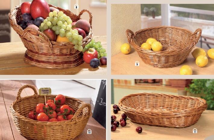 Natural Wicker Fruit Basket Bread Basket Tray Storage Basket Bread Serving Basket, Round Shallow Basket