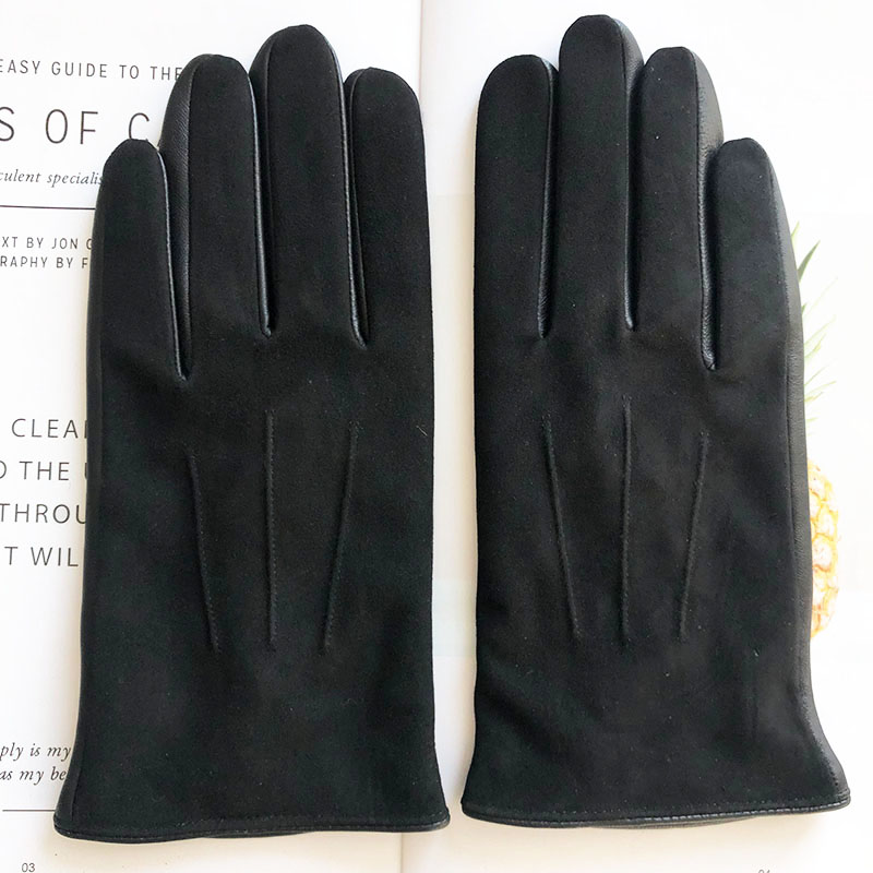 Wholesale winter cashmere ladies elegant lambink leather gloves