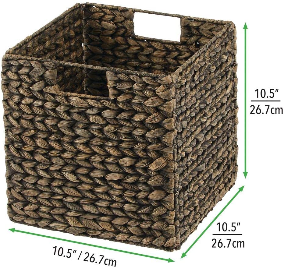 Sqauare foldable Water Hyacinth Wicker Storage Baskets with Cutout Handles