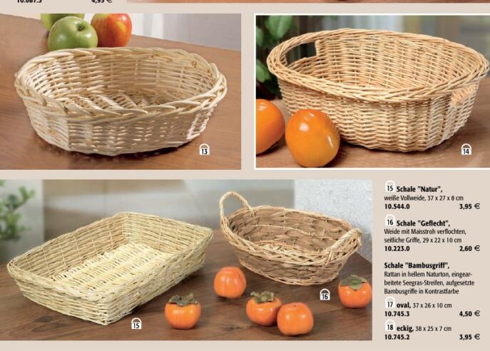 Natural Wicker Fruit Basket Bread Basket Tray Storage Basket Bread Serving Basket, Round Shallow Basket