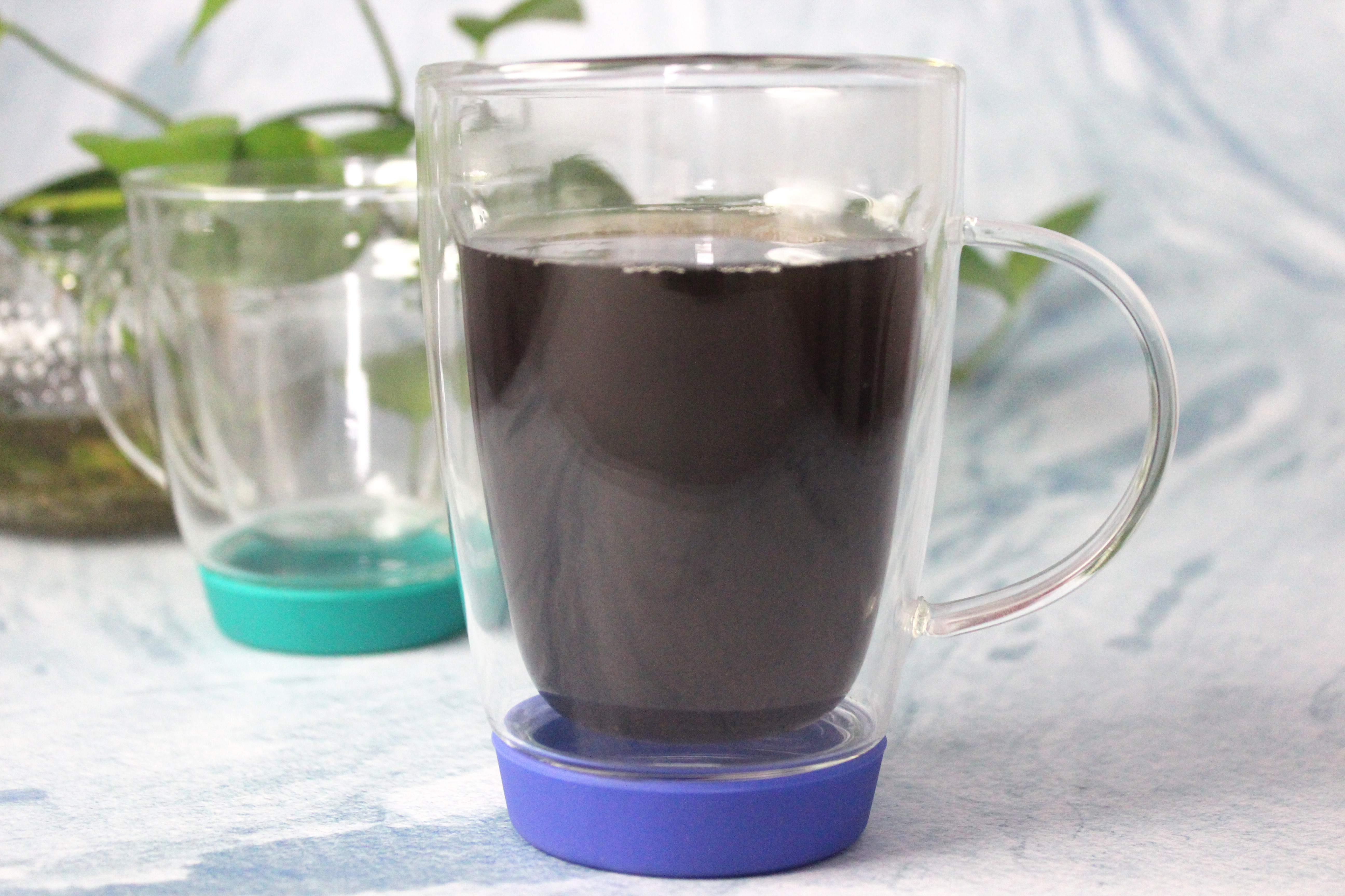 250ML 350ML Double Wall Glass Cup with Silicone Base and Handle