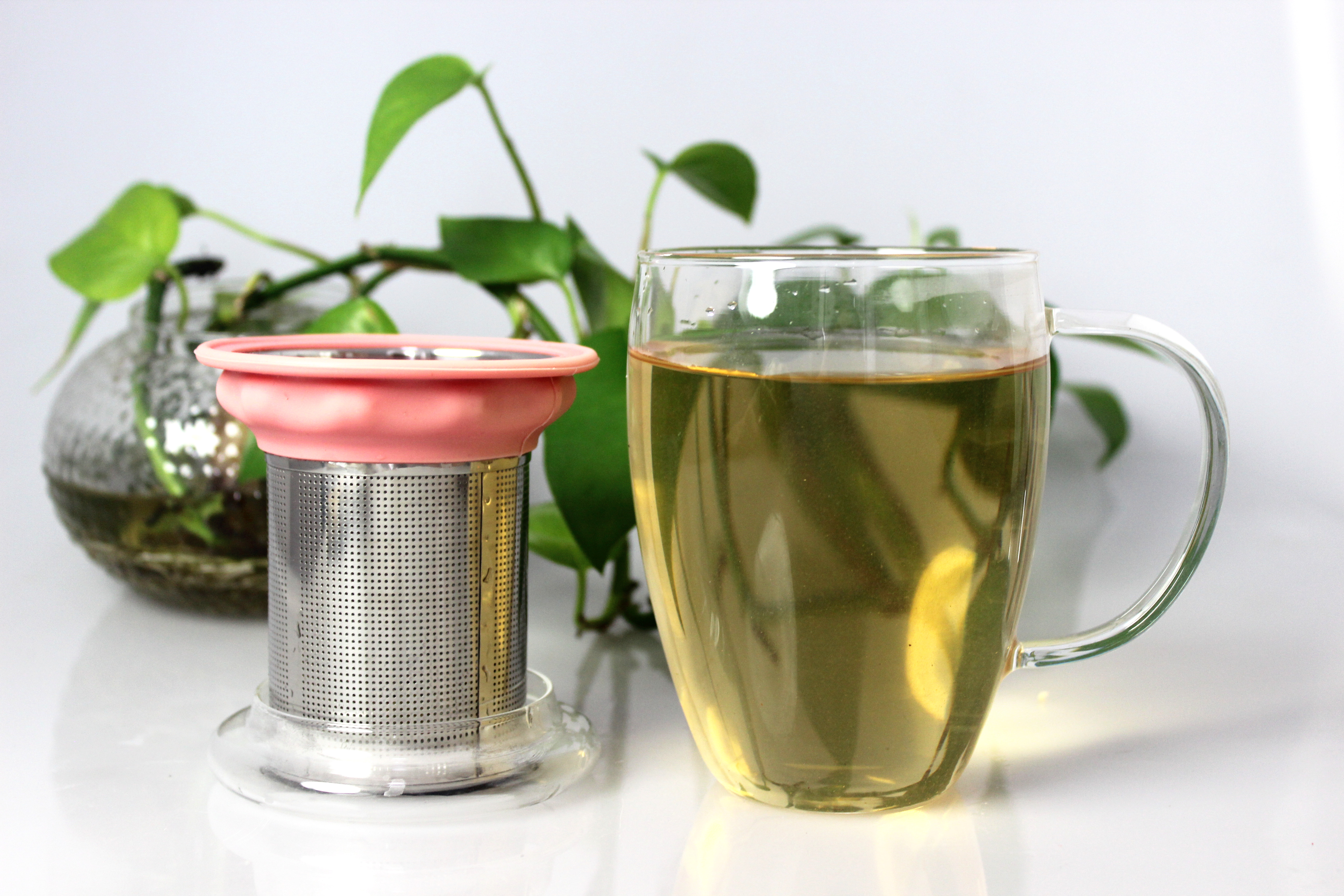 400Ml Glass Tea Cup Set with Stainless Steel Filter and Glass Lid