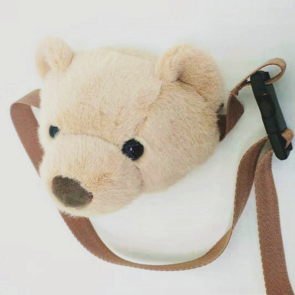 Plush bear head waist bag