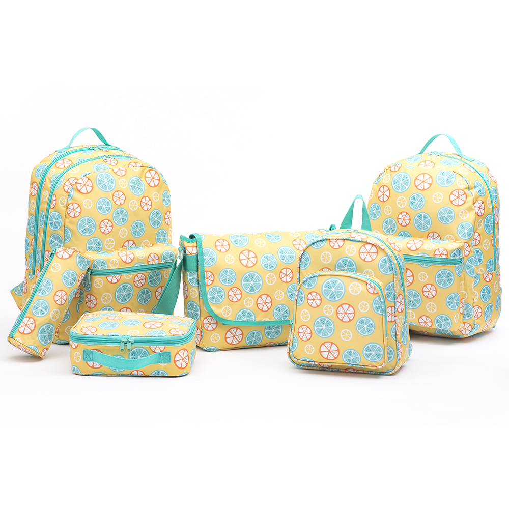 Fashion yellow lemon printing collection students bags