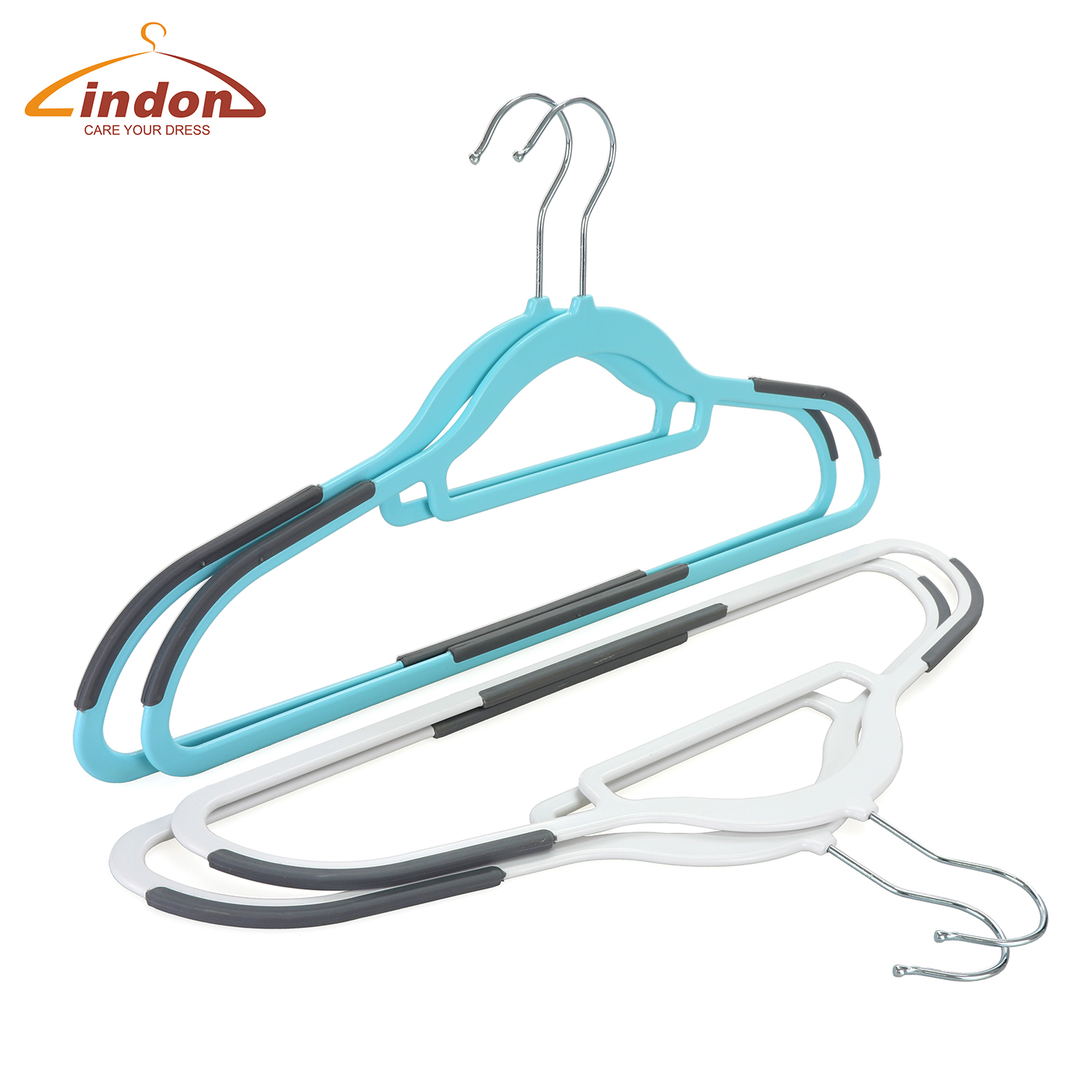 Grey Blue Slim Non Slip Plastic Clothes Hangers for Adult