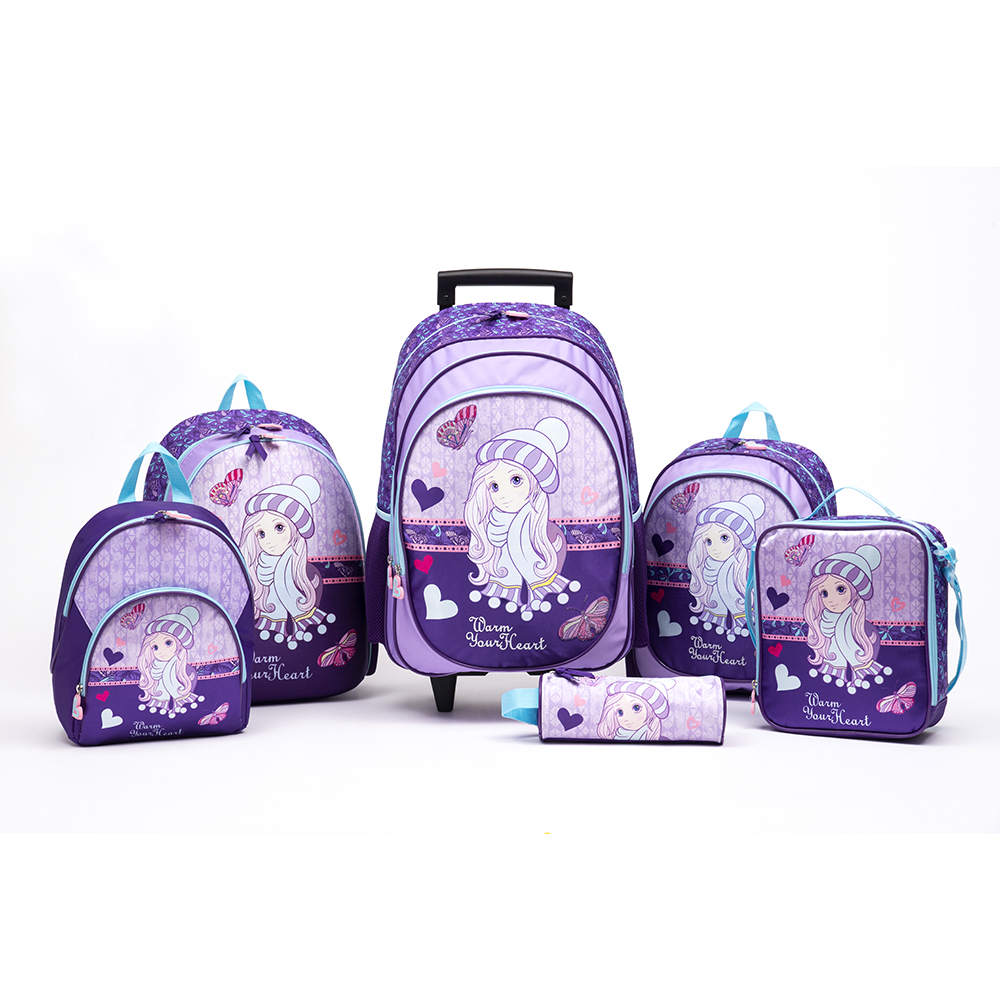 Girls purple cartoon adorable school collection