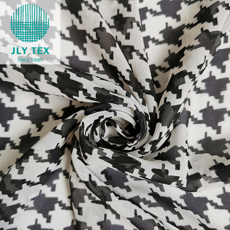 Chiffon black houndstooth print