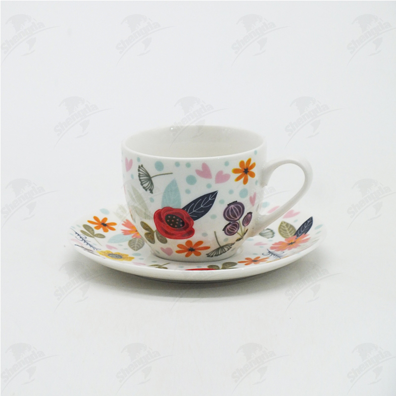 90ML Cup&Saucer with flower&bird Design