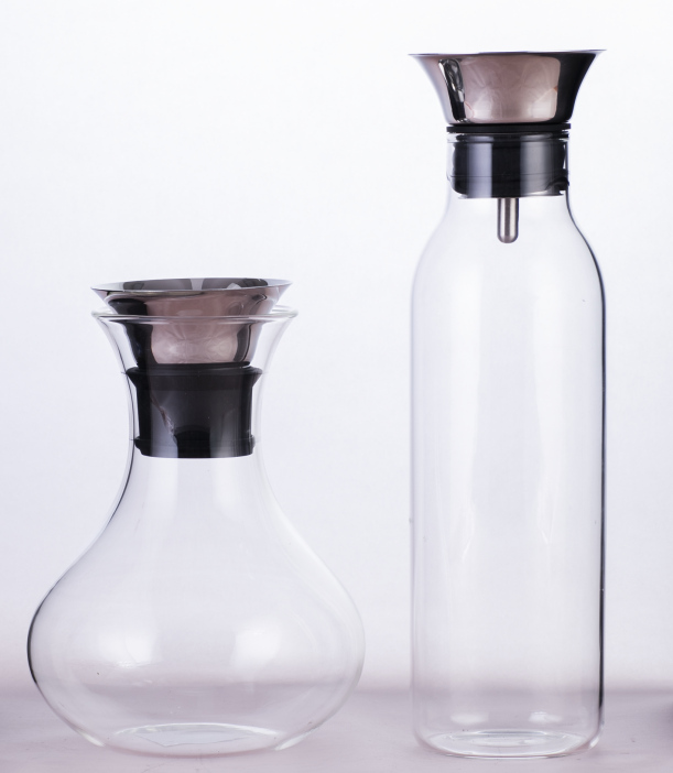 1000ML 1500ML all direction glass carafe with stainless steel lid and silicone ring