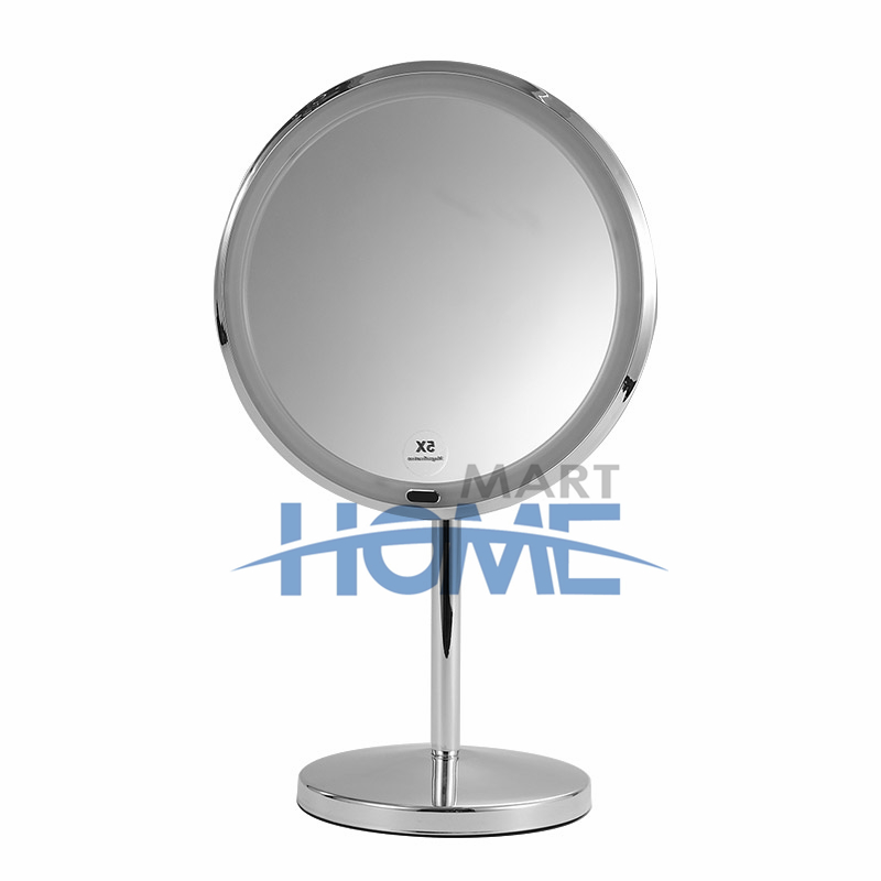 LED Makeup mirror Round shape 2 sides table stand metal in chrome plated make up Cosmetic magnifying Mirror can be customized color