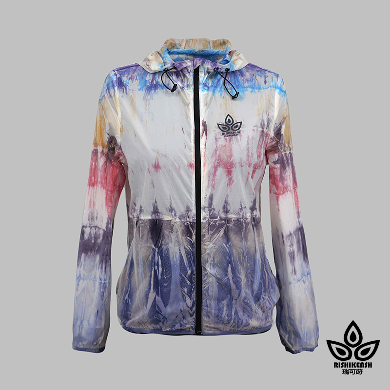 RISHIKENSH Tie-Dye Waterproof Lightweight Zip Fastening Jacket