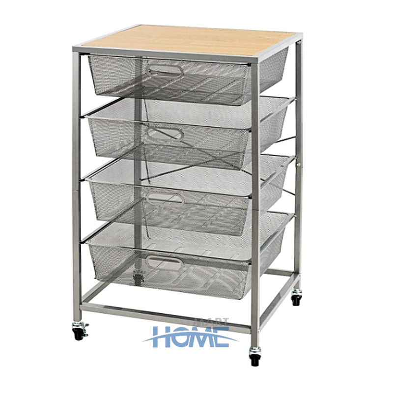 4 Tier Rolling Organizer Bathroom Kitchen Furniture Storage Rack Home Trolley Hand Cart