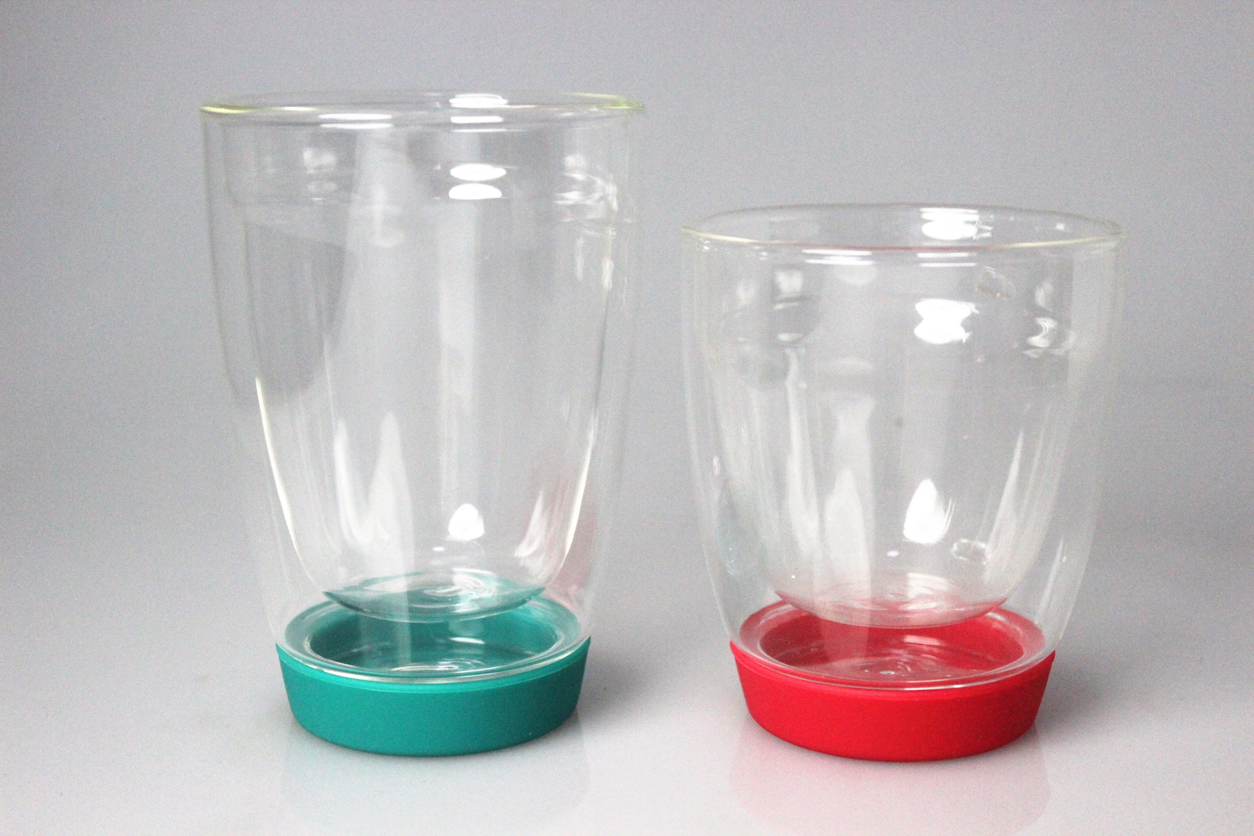 350ML Double Wall Glass Coffee Cup with Silicone Base