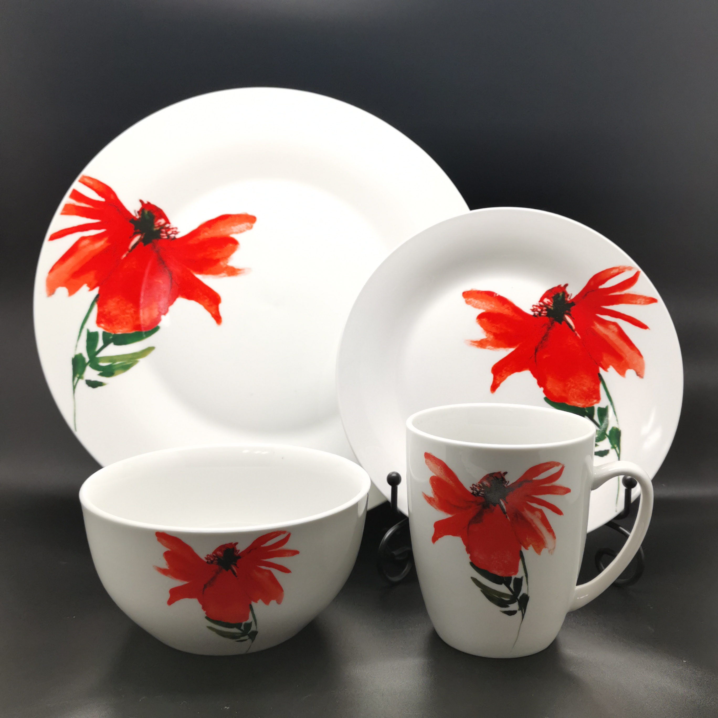 Porcelain 16pc floral dinner Set