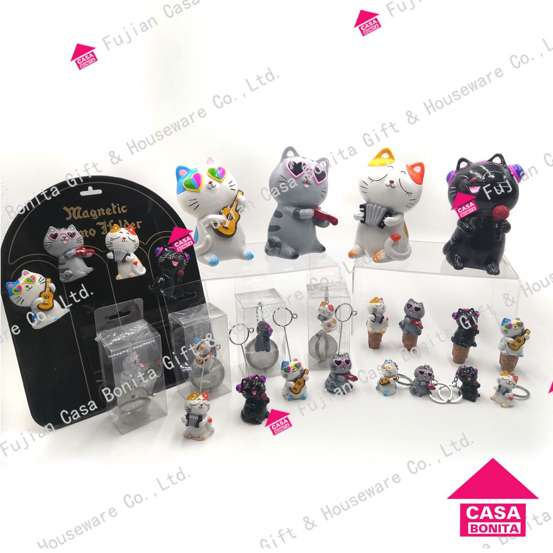 Polyresin Grey, White, Black Cat Money Bank, Photo Clip, Magnet, Keychain, Tea Filter, Coin Box Saving Bank,piggy Bank, Best Seller New Arrivals