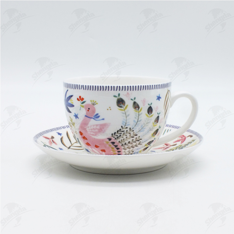 280ml coffee cup&saucer with flower & bird design