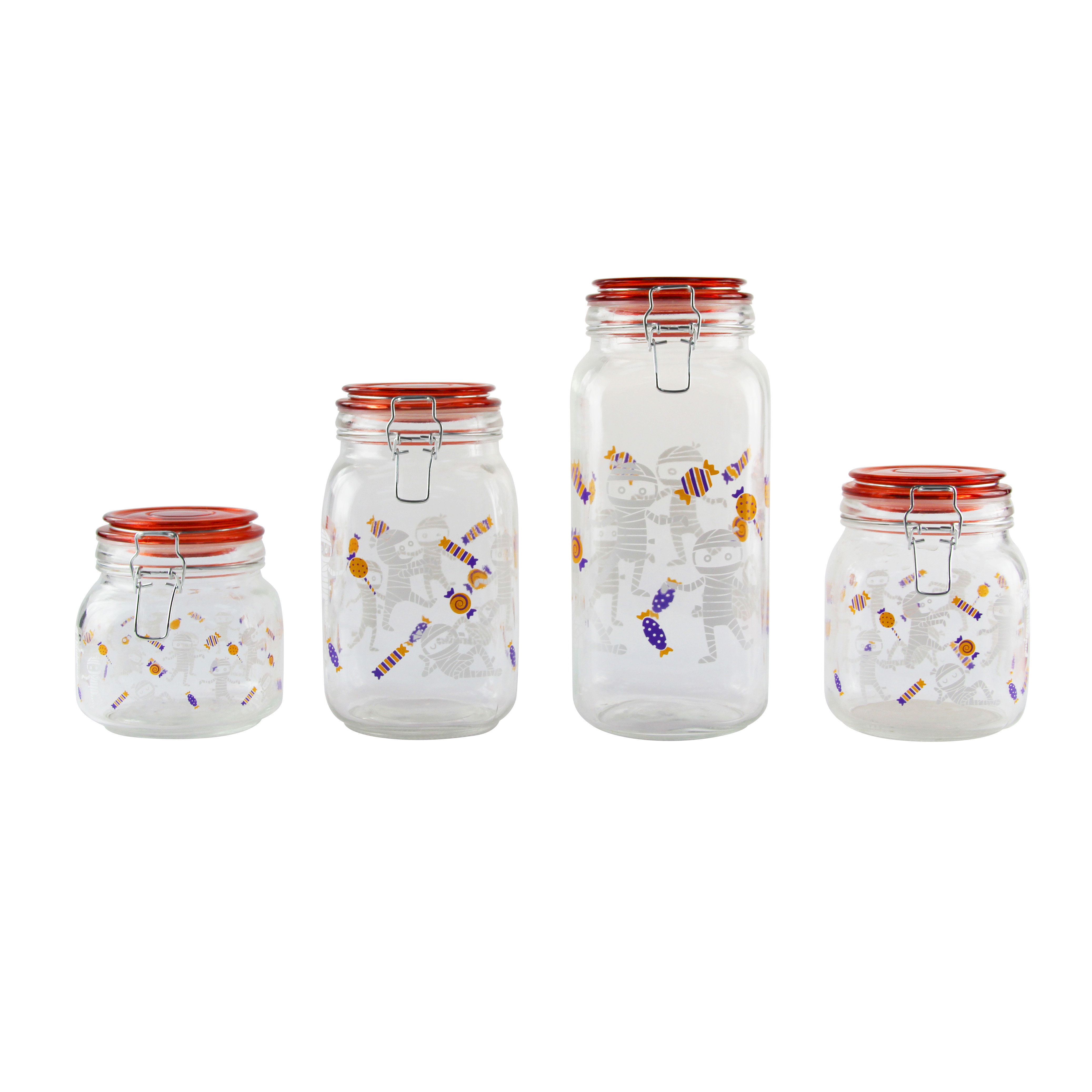 Glass canister with decal