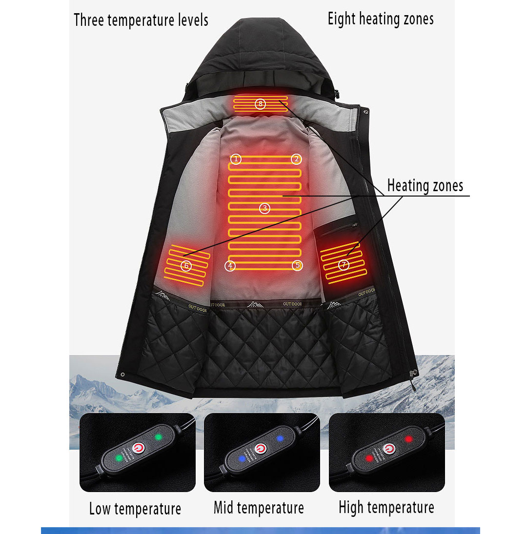 unisex winter windbreaker outdoor jacket heating clothing